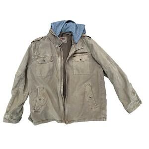 Levi’s Hooded Canvas Field Jacket Mens XXL Khaki Tan Quilted Lined Workwear Coat